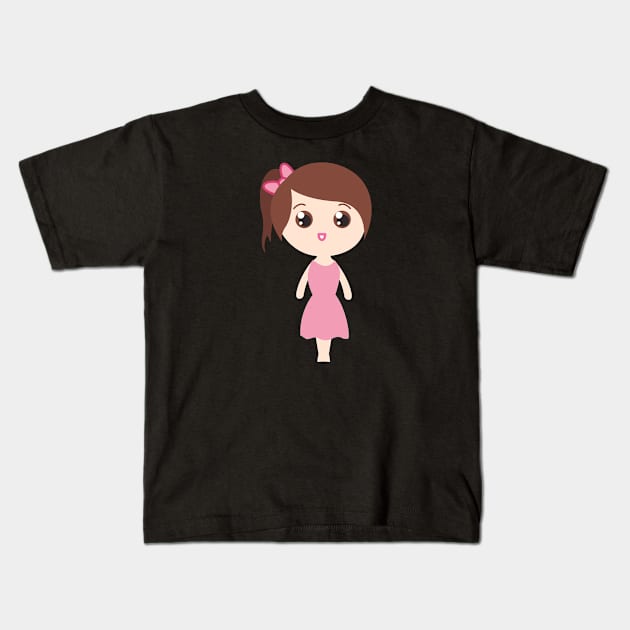 Cute girl design Kids T-Shirt by BrightLightArts